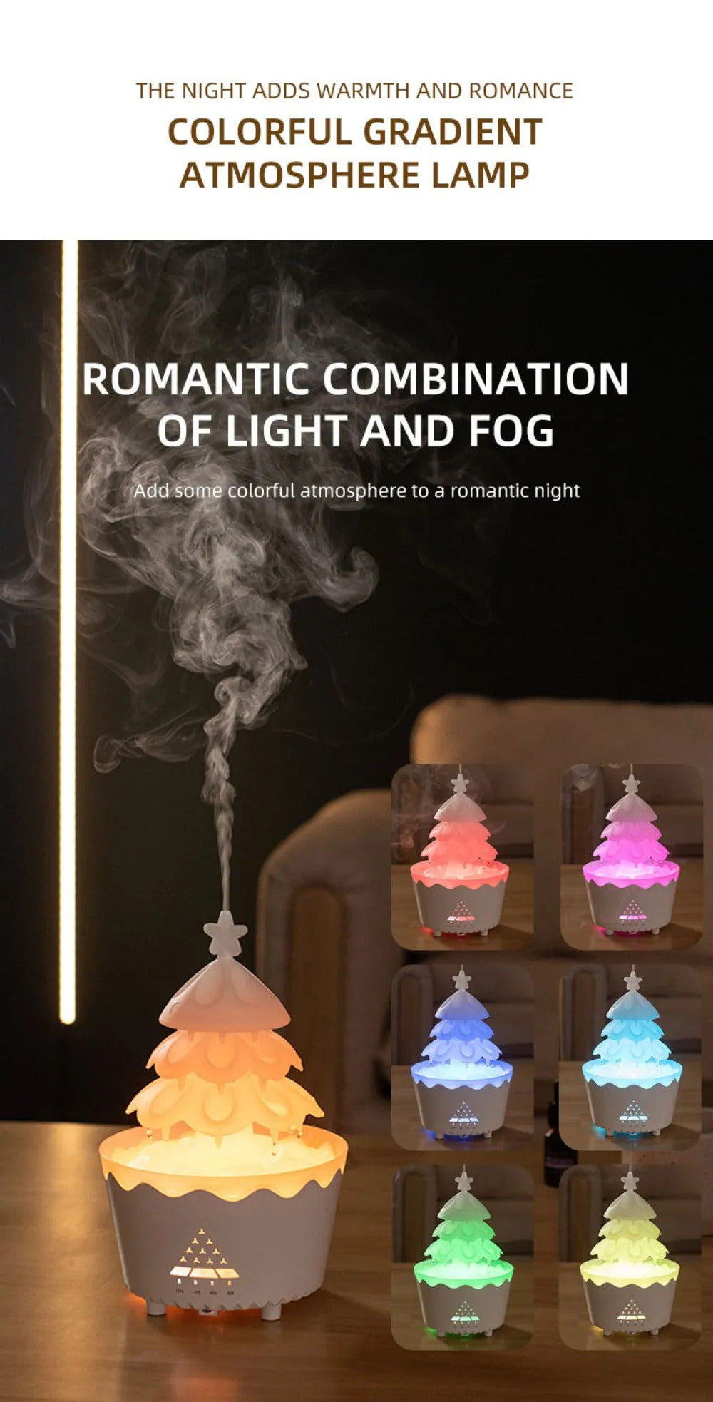 Essential Oil Aromatherapy Machine with RGB Night Lights 360ML High-capacity Quietly Ultrasonic Air Humidifiers for Home Decor