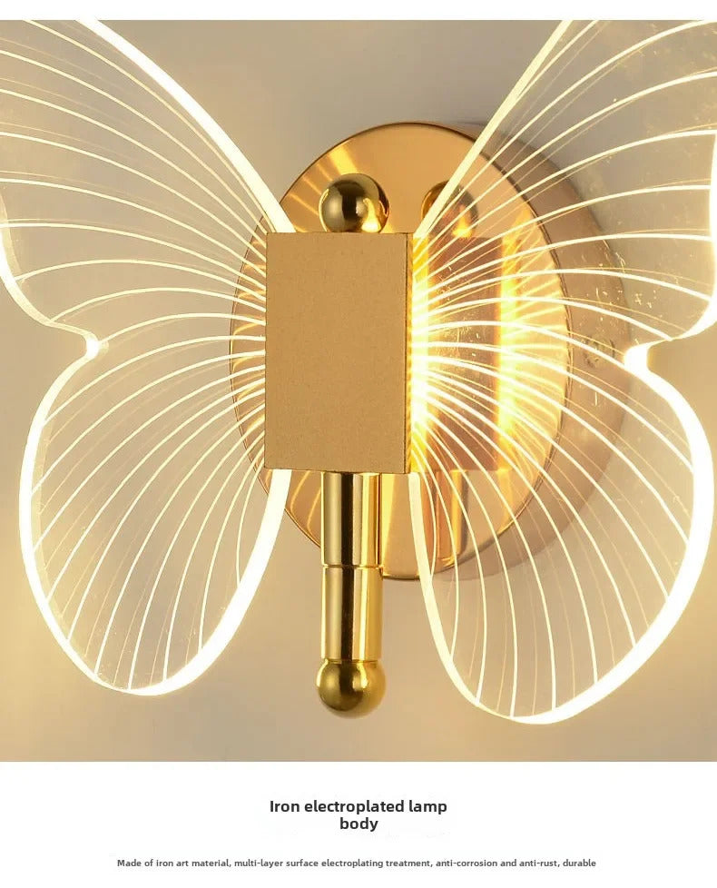 Butterfly Wall Lamp Corridor Lamp Modern Simple Creative Nordic Living Room Bedside Bedroom Lamp LED Indoor Lighting Decoration