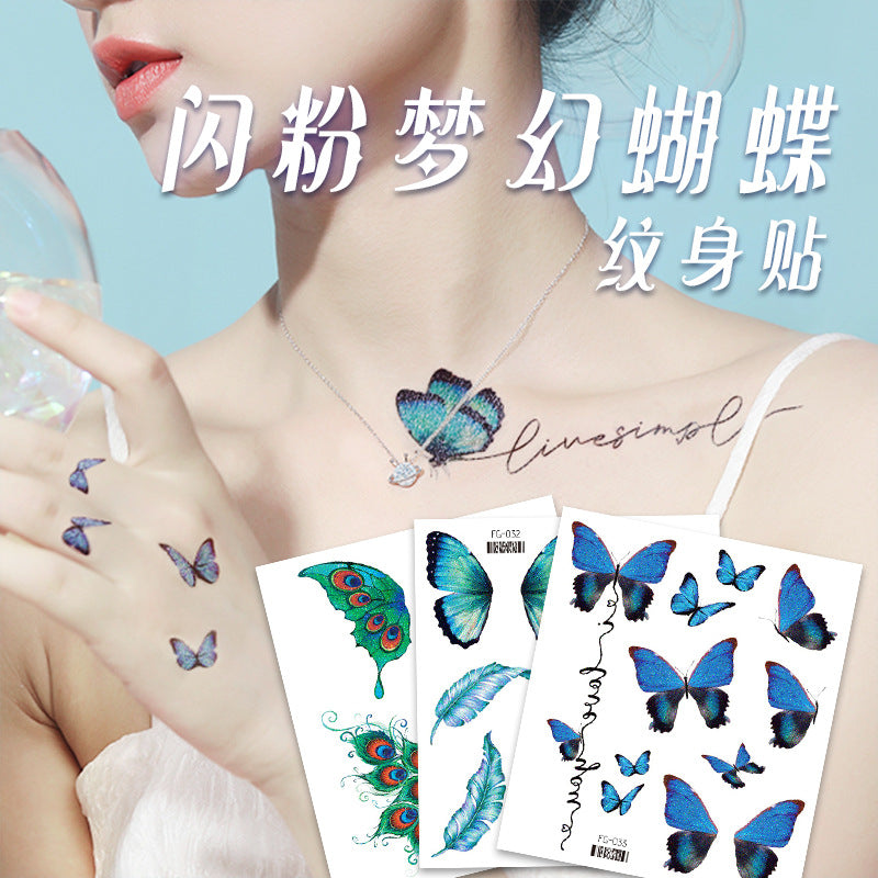 Glitter Gradient Butterfly Wing Tattoo Eye Corner Face Stickers Children's Eye Makeup DIY Stickers Fish Scale Performance Catwalk