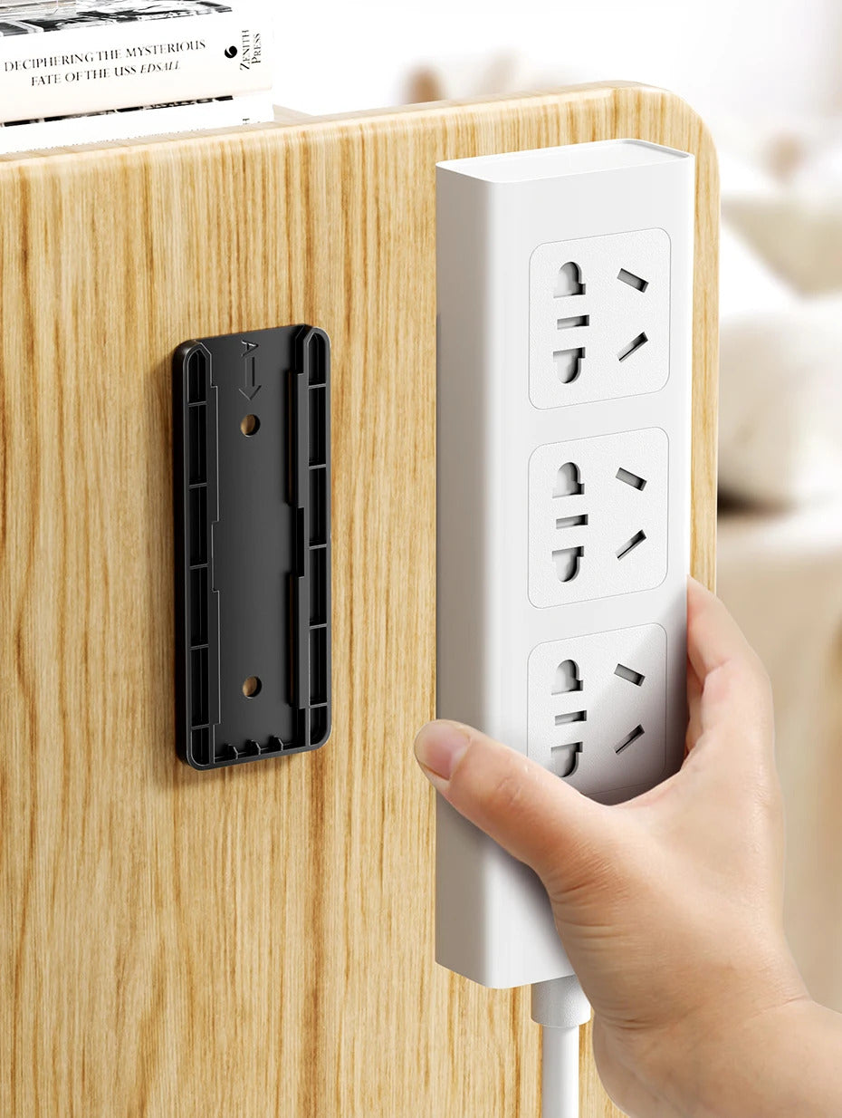 Toocki 1/3 Pcs Power Strip Holder Wall-hanging Plug Punch-Free Fixer Socket Mount Self-Adhesive Cable Wire Organizer For Office