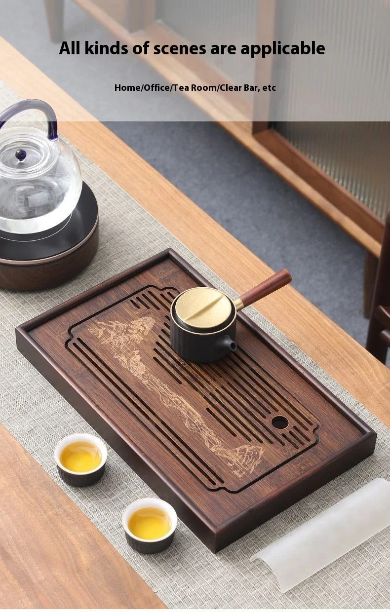 GIANXI Jiangshan Tea Tray Household Small Drain Tea Table Bamboo Tea Tray Kung Fu Tea Set Accessories Tea Sea Dry Brewing Table