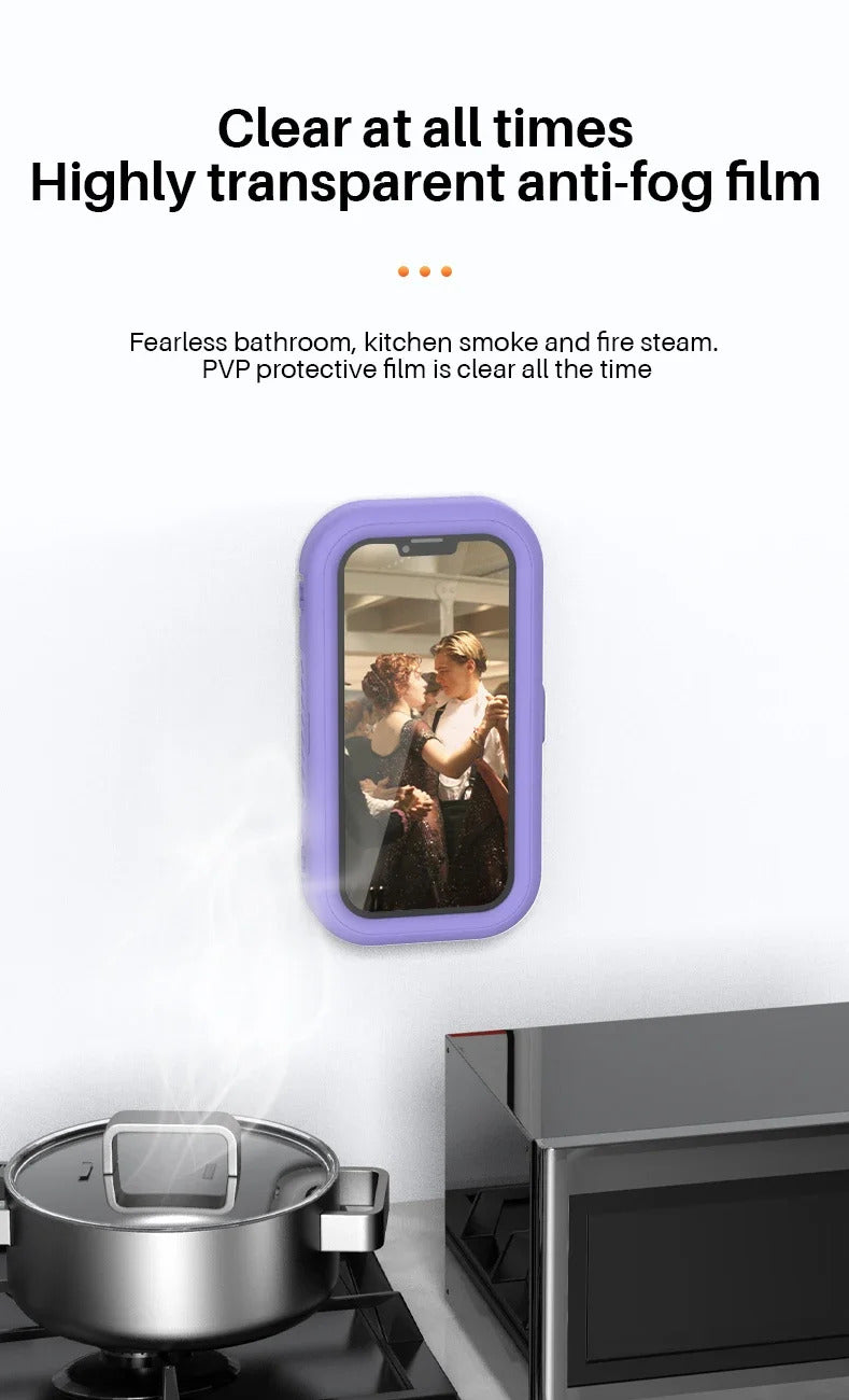 New Rotation Waterproof Bathroom Phone Wall Mount Holder Adjustable Shower Phone Case Stick on Wall Bathroom Toilet Phone Holder