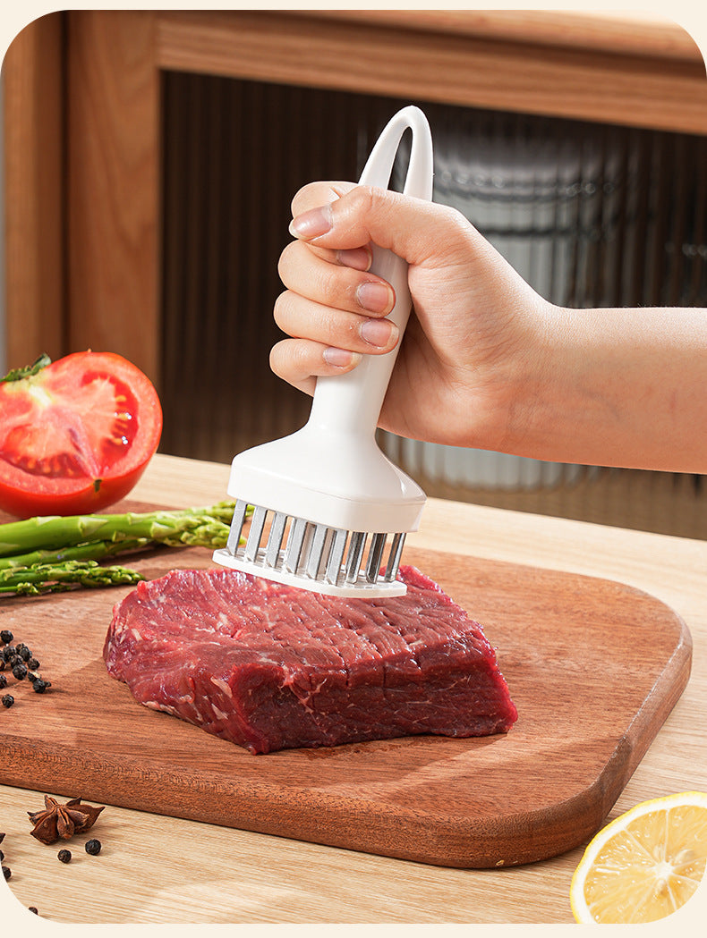 Stainless Steel Automatic Rebound Hammer Meat Tenderizer Needle for Home Kitchen Steak Tenderizing Beef Chicken Flavor Punching Tool