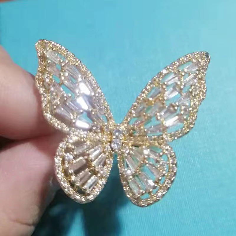 Ring jewelry batch hollow butterfly ring exaggerated ring does not fade jewelry