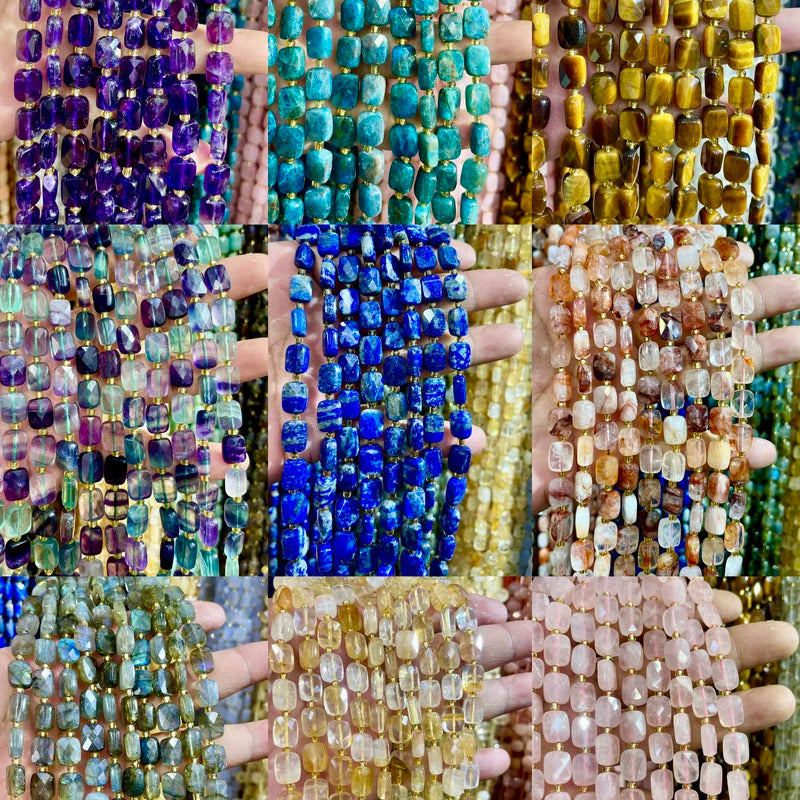 8x10mm Natural Labradorite Stone Amazon Stone Lapis Lazuli Piece Cut Bead Usefor Diy Bracelet Necklace Jewelry Make