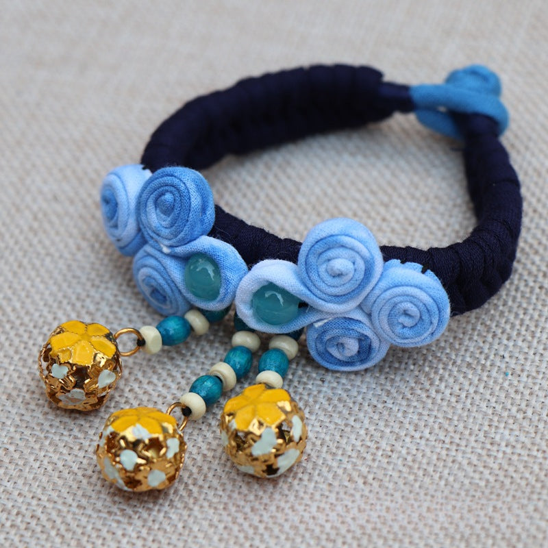 Blue Tie Dye Cloth Bracelet Dali Lijiang Hot Sale Hand-stitched Flower Fabric Bracelet Bracelet