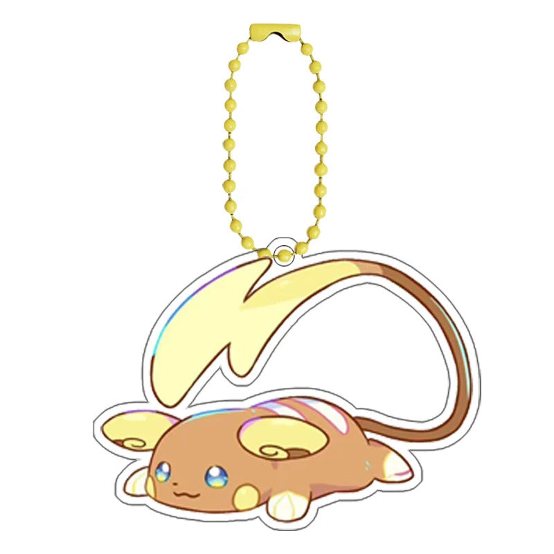 Pokemon Floragato Raichu Rockruff self-Made Cartoon Acrylic Key Chain Backpack Accessories Pendant Anime Classics Collection