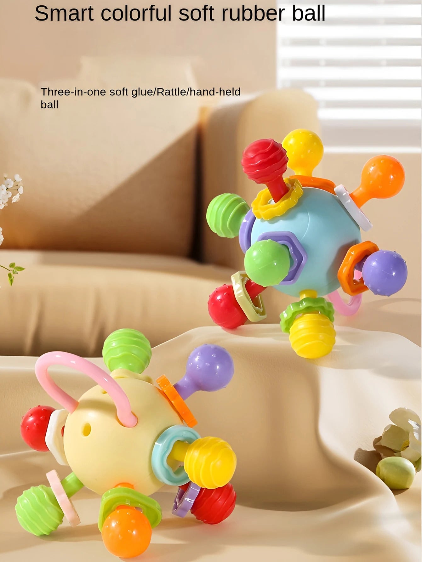 Hand Grip Ball Teeth-glue Manhattan Gnawing And Potable Rattle Sound Toy