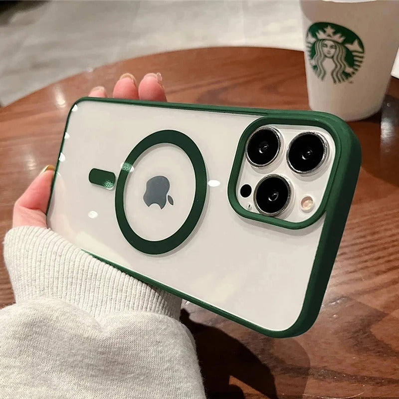 New Acrylic Magnetic Clear Case For iPhone 16 15 14 13 12 11 Pro Max 16 Plus Magsafe Wireless Charge Girls Pink Hard Back Cover