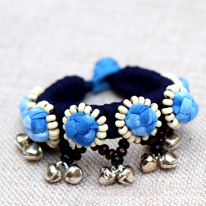 Blue Tie Dye Cloth Bracelet Dali Lijiang Hot Sale Hand-stitched Flower Fabric Bracelet Bracelet