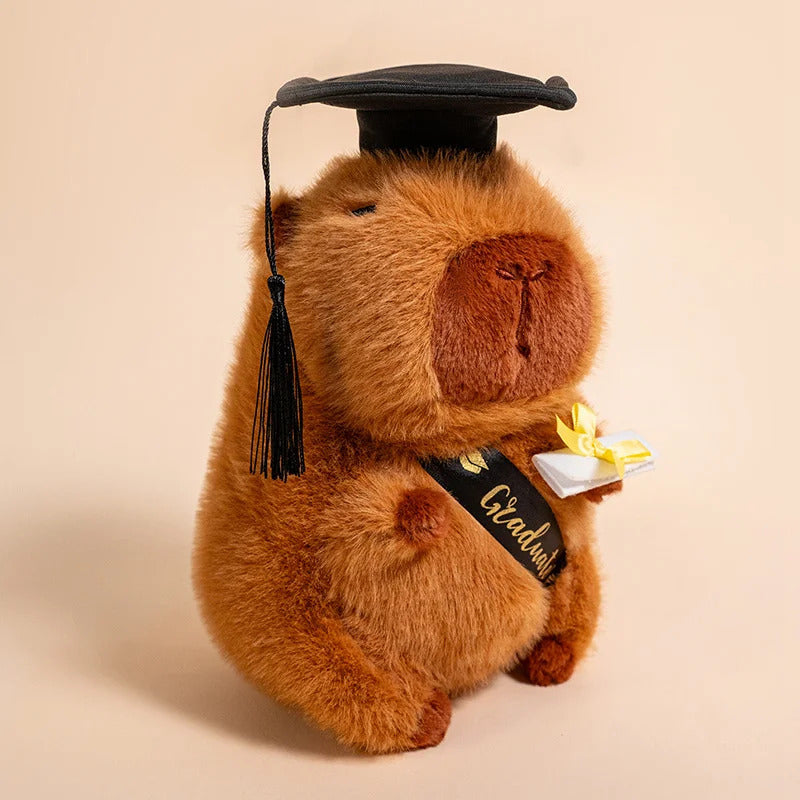 25cm Cute 2025 New Graduation Capybara Plush Doll Doctor Cap Bear Elephant West Highland Animal Stuffed Home Decor Gift For Kids