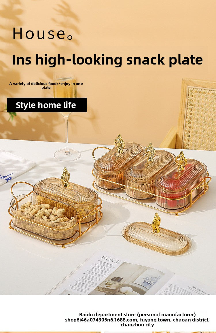Living Room Household Coffee Table Nut Plate Oval Dish Compartment Plate Snack Plate Dessert Plate Nut Plate Candy Plate