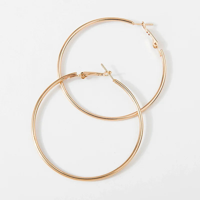 Fashion Large Hoop Earrings 40mm 60mm 80mm Big Smooth Circle Earrings Round Brincos Loop Earrings for Women Jewelry Party Gifts