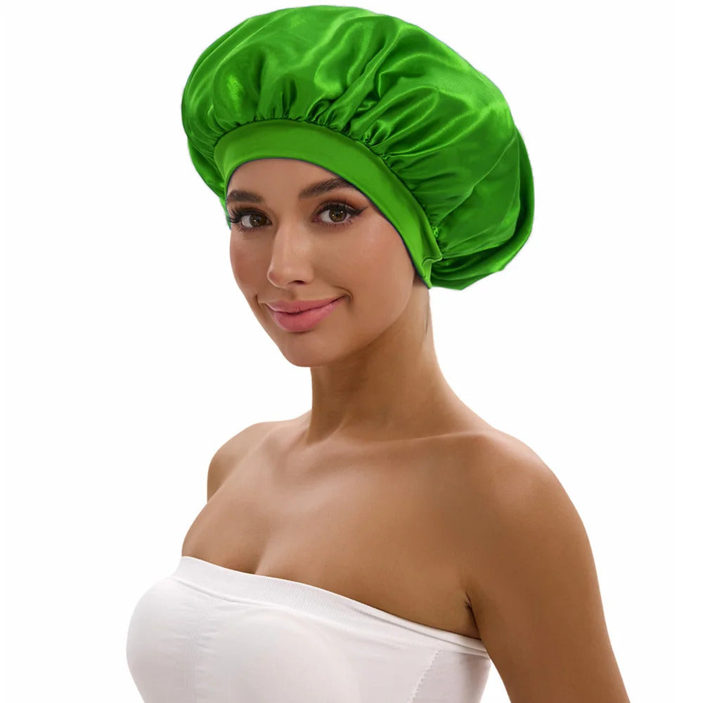 Satin Bonnet with a Wide Brim Perfect for Everyday Use During Showers.