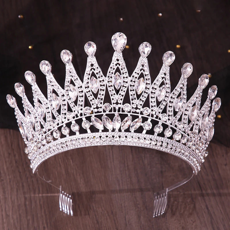 Royal Queen Purple Crown Big Diadem Bride Tiara Crowns for Women Bridal Wedding Party Combs Crown Hair Dress Jewelry Accessori