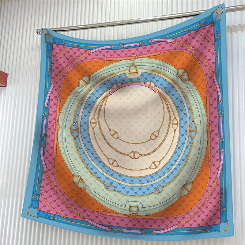 New Year Gift 90cm Large Square Scarf Scarf Women'S Scarves Spring And Autumn Style Fashion Shawl European American Twill Print