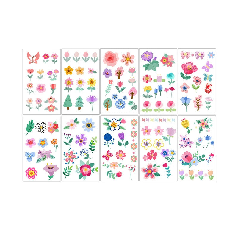 10 Pack Fake Tattoo Stickers Cartoon Temporary Tattoos Kids Arms Diy Body Art Cartoon Collection Mermaid Animals Astronaut