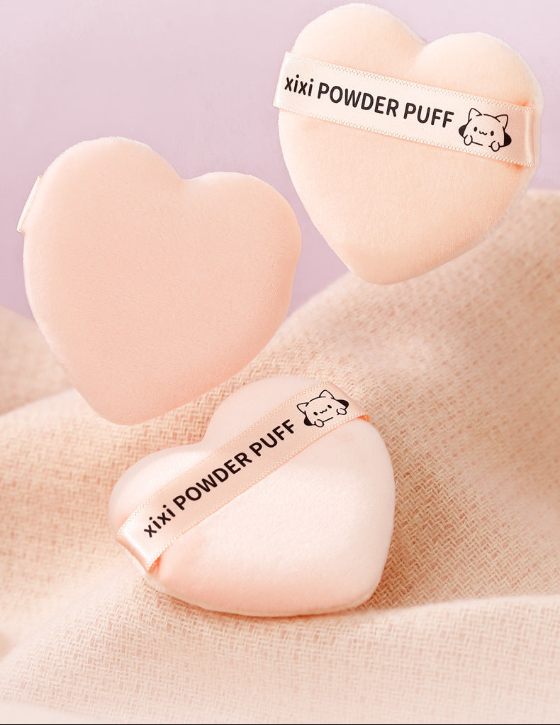 xixi Heart Peach Short Velvet Setting Powder Puff Flocked Soft Non-Powder-Absorbing Makeup Sponge Tool for Studio Use
