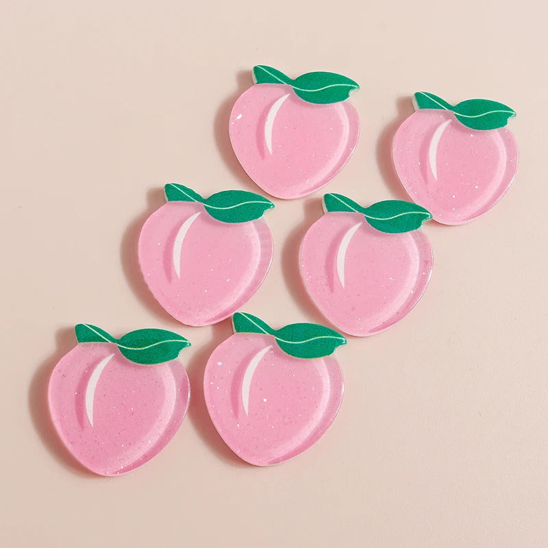 10pcs Mix Cute Mini Fruit Charms Pear Cherry Pineapple Peach Avocado Flat Back Resin Cabochons Scrapbook DIY Jewelry Accessories