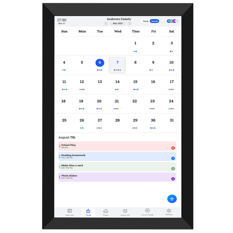 All-in-One Family Smart Calendar: Touch Screen Wall Display w/ Desk Stand - Sync Schedules, Chores, Photos & Videos via App| Never Miss an Event!"