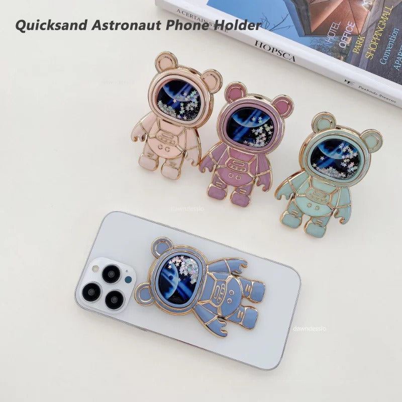 Foldable Desktop Bracket Kawaii Cartoon Stand Cute Liquid Quicksand Astronaut Stand Holder Phone Holder Desk Accessories