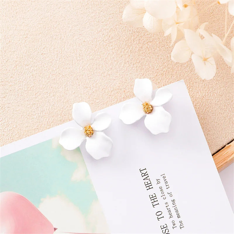 Korean New Double-layers Flower Drop Earrings for Ladies Exaggerated Women Floral Earrings Fashion Jewelry aretes de mujer
