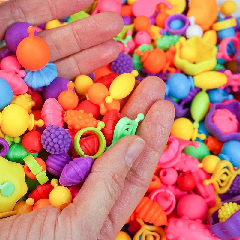 100pcs Pop Beads Children Girls Princess Jewelry Making Kit Creative Necklace Bracelet Rings DIY Ideal Christmas Birthday Gifts