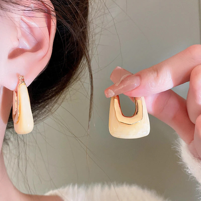 Green Pink Transparent Resin Earrings For Women Girls Geometric Irregular Stud Earrings 2023 New Trendy Ear Jewelry for Party