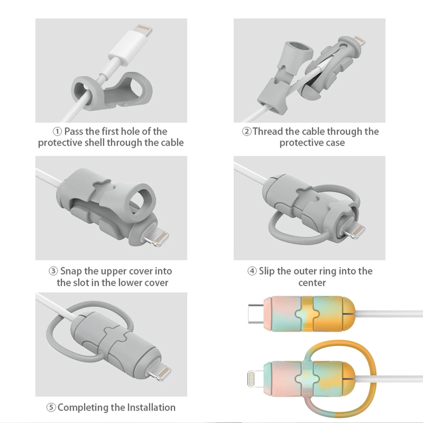 Silicone Cartoon Cable Winder Anti-Break Mobile Phone Charging Cable Strap Protector Carabiner Data Cable Protection Cover
