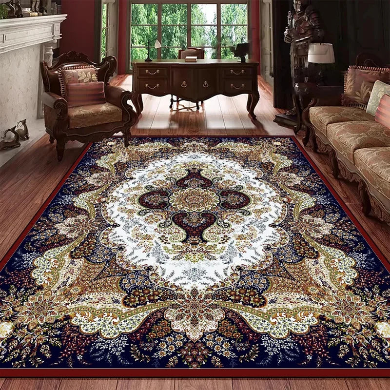 Vintage Bohemian High-end Luxury Carpet Retro Türkiye Persian Style Large Rug Classical Non Slip Washable Living Roon Floor Mat