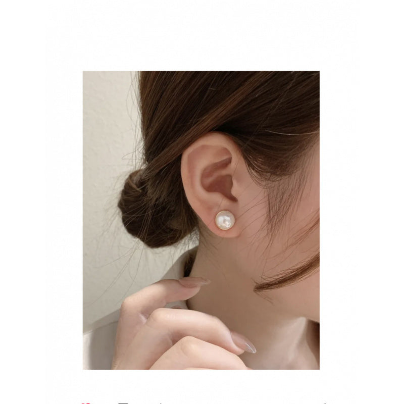 Pearl Non-Pierced Magnetic Painless Ear Clips for Women French Style Summer Earrings Light Luxury Niche Tea Series Ear Jewelry