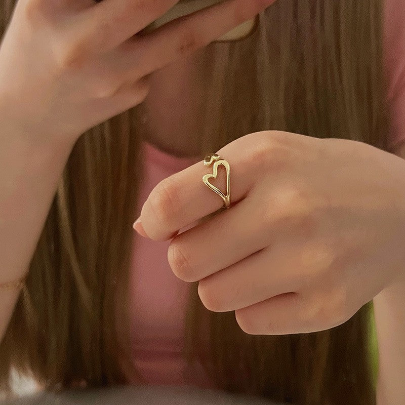 Sand Gold Opening Adjustable Frosted Ring Women's Fashion Sweet Light Luxury Niche Exquisite Ring Ancient Design