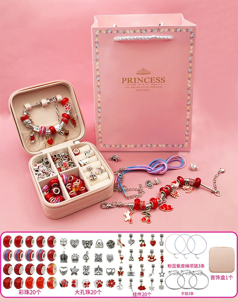 DIY Beaded Bracelet Set with Storage Box for Girls Gift Acrylic European Large Hole Beads Handmade Diy Jewelry Making Kit