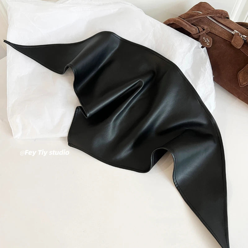 Retro Spicy PU Leather Headscarf Hat Women Summer Y2k Square Scarf Hip-hop Kerchief Korean Series Versatile Headband hair scarf