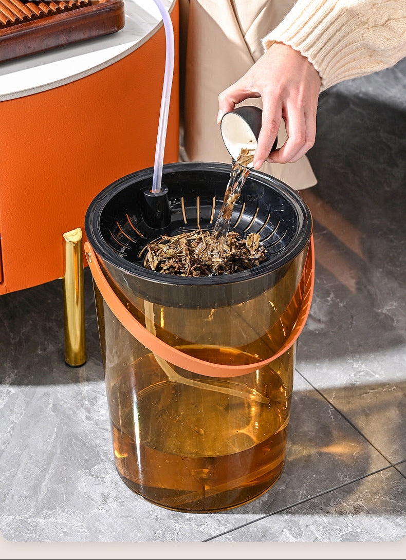 Tea Bucket Office Large Capacity with Strainer Dry Wet Separation Household Table round Portable Transparent Tea Residue Barrel