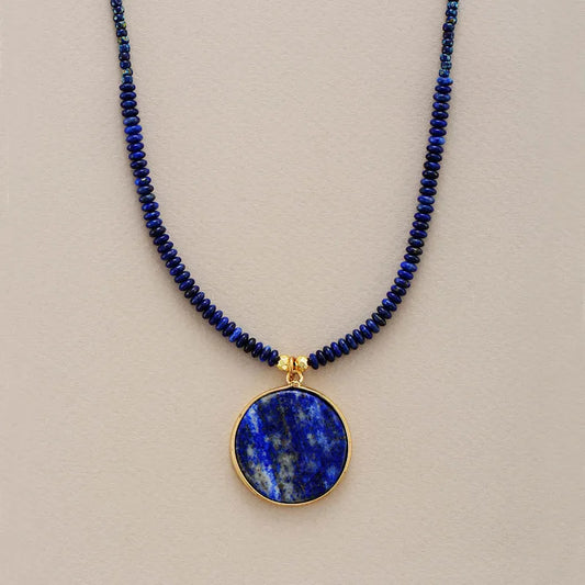 New Simple Women Lapis Luzuli Pendant Necklaces Teengirl Chokers Chain Necklace Designer Seed Beads Jewelry Femme Bijoux