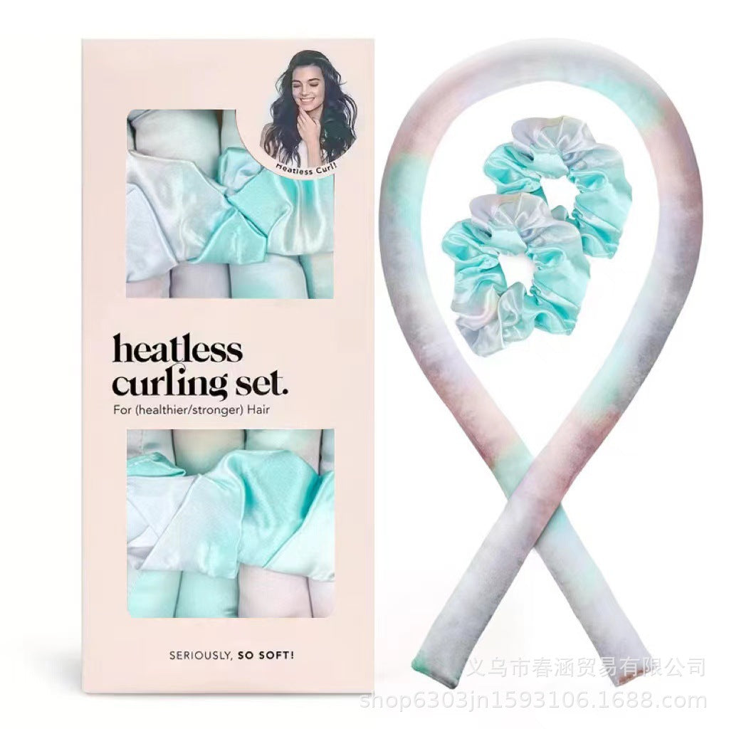 Factory Direct Supply New Satin Heat-Free Hair Curler Set Sleep Hairdressing Lazy Tie-Dyed Curly Plate Hair Curler