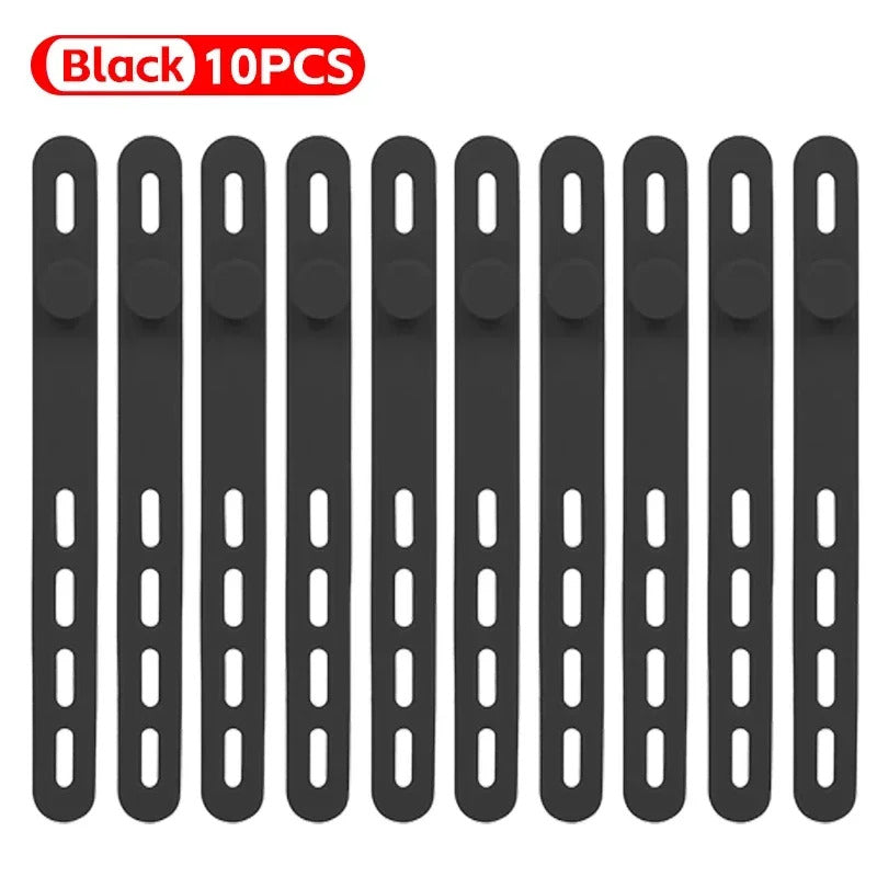 Silicone Cable Winder Charge Line Management Adjustable Straps Lock Cable Tie Straps for Home Office Reusable Data Wire Managers