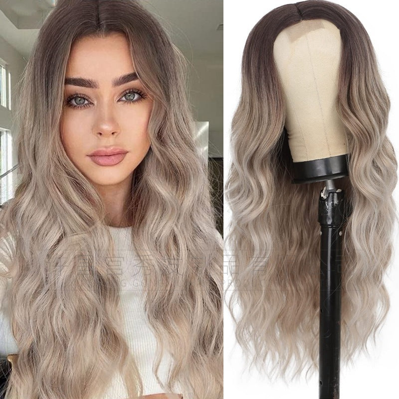 Lace Front Wig for Women, Middle Part, Small Lace, Highlighted Long Curly Synthetic Wig, Export Wigs