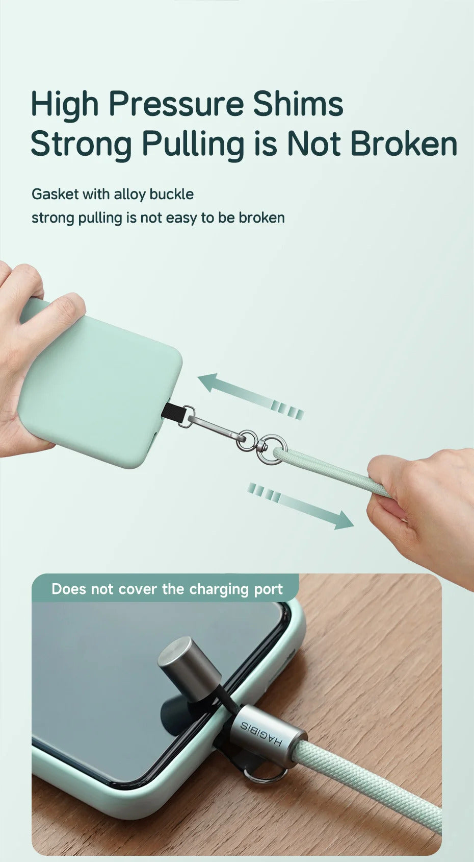 Hagibis Universal Phone Lanyard USB C Cable 2 in 1 Phone Strap C to C/C to L Charging Cord for iPhone 15 14 Pro Max Most Phones