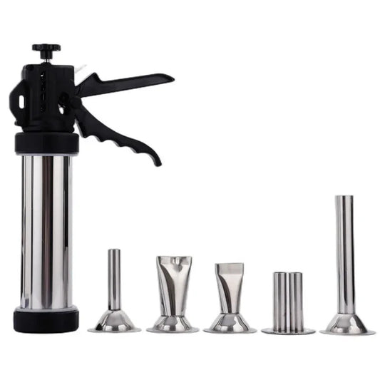 Stainless Steel Small Sausage Tool Fast Sausage Filling 1.5lbs with 5 Nozzles BBQ Kitchen Tool for Household Use Or Commercial