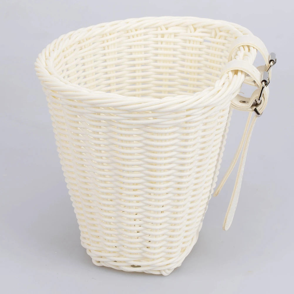 Front Handlebar Bicycle Basket Adjustable Traditional Bicycle Basket Multifunction Hand Woven Bike Basket for Kids Children Bike
