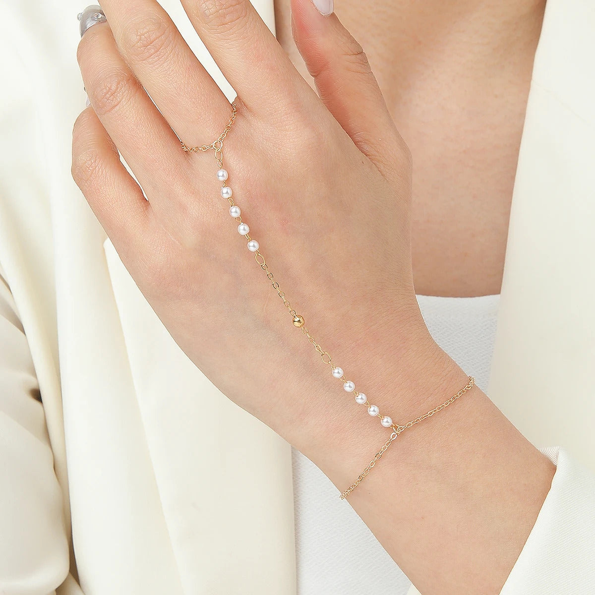 Exquisite Vintage Emerald Blue Crystal Boho Wrist Bracelet for Women Finger Ring Chain Charms Lady Trendy Aesthetic Jewelry Set