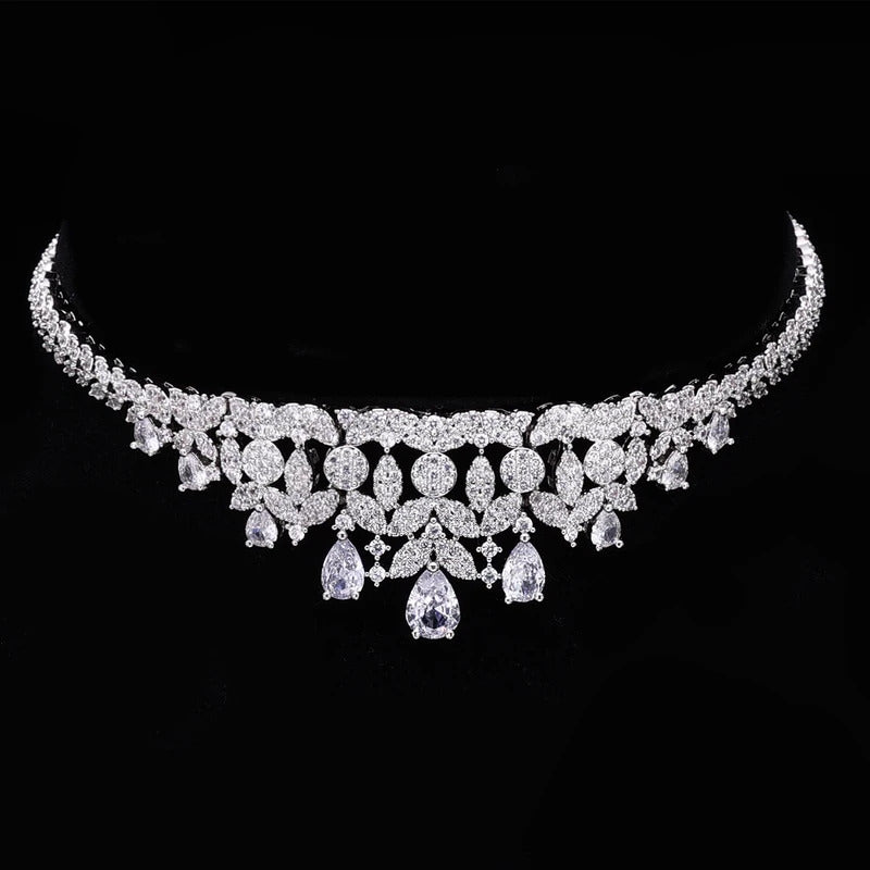 2024 New 4-piece Bride Zirconia Full Set Women's Party Jewelry Set Dubai Nigeria Crystal Wedding Jewelry Set