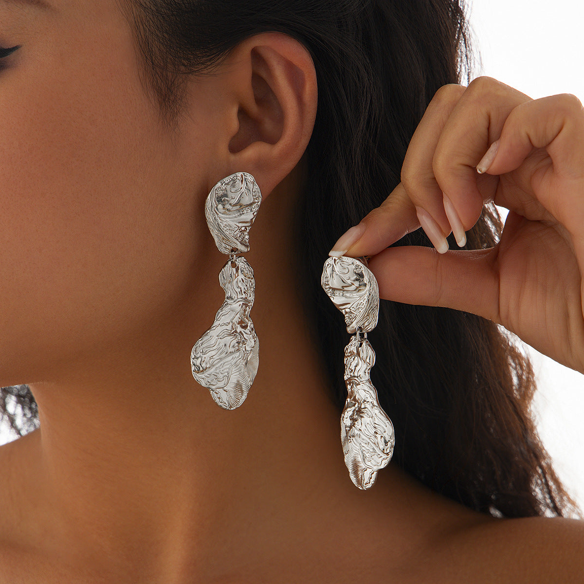 Personalized pleated hollow heart earrings various combinations of sunflower alloy earrings