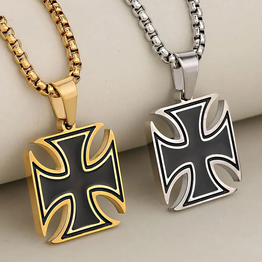 18k Gold Plated Stainless Steel Jesus Cross Pendant Drip Oil Crucifix Charms Link Chain Religious Jewelry