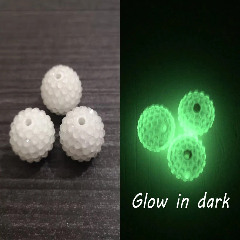 Newest  20mm 100pcs/bag Resin Rhinestone Glow In Dark Beads For Fashion Chunky Jewelry/Necklace