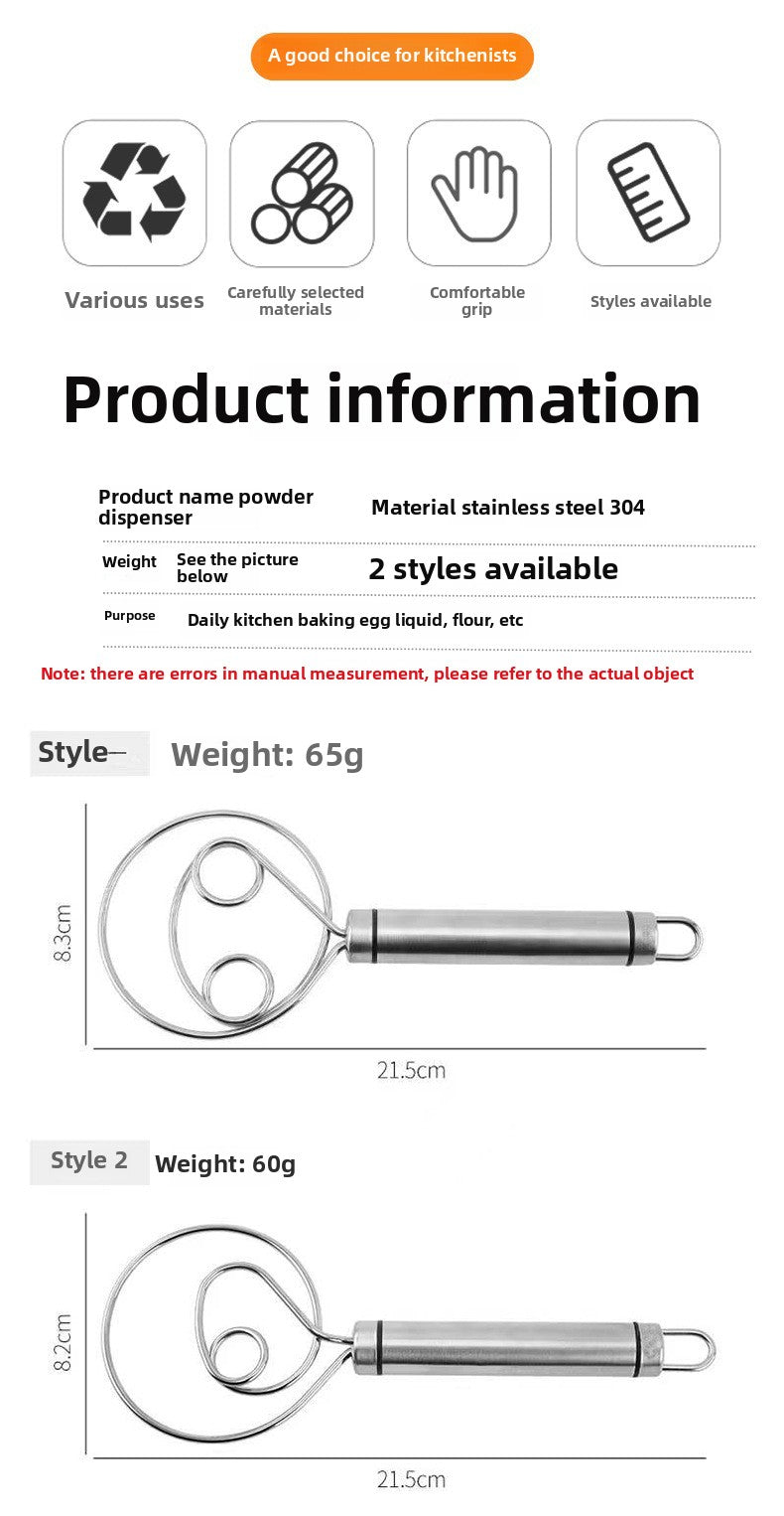 Stainless steel flour beater single eye coil flour mixer connection and flour dough mixing tool