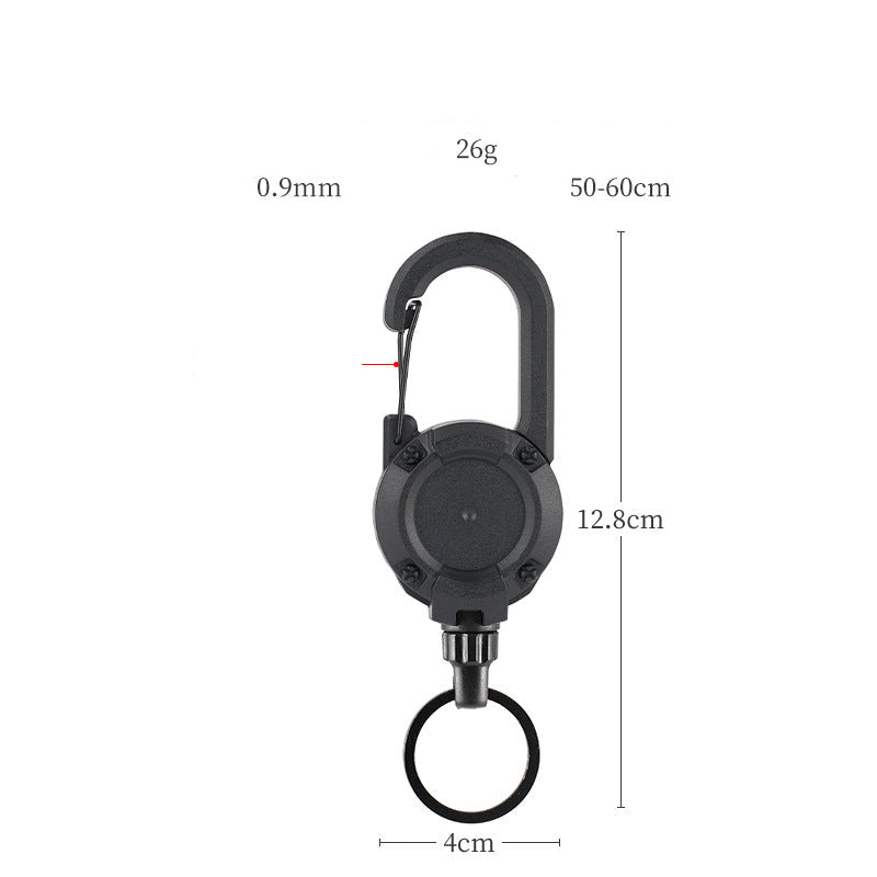 Outdoor Tactics Can Buckle Retractable Buckle Steel Wire Rope Multi-Functional Keychain Camping High Rebound Anti-Separation Rope Pull Peels