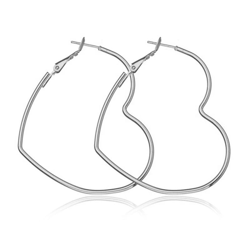 Cute Hollow Big Heart Hoop Earrings For Women Gold Silver Color Simple LOVE Trendy Romantic Jewelry Wholesale Nice Gifts
